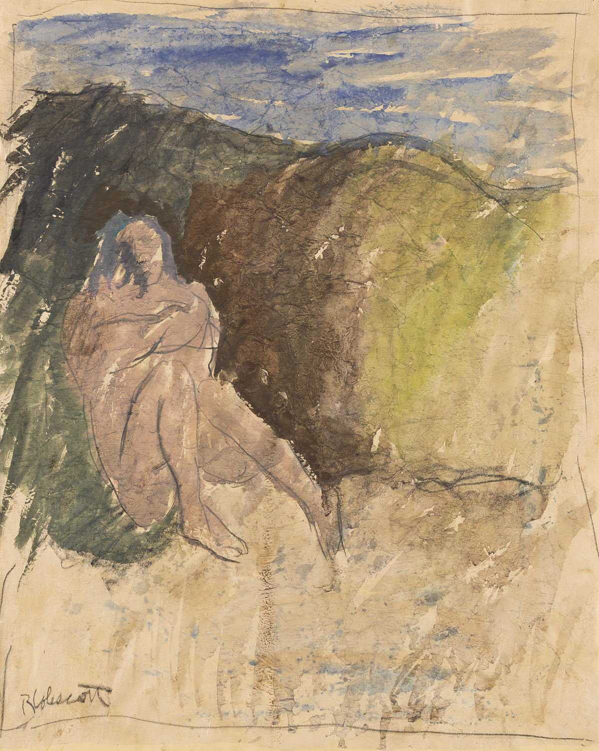 ROBERT COLESCOTT (1925 - 2009) Untitled (Nude in a Landscape).